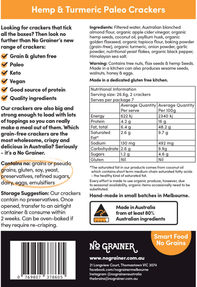 Hemp & Turmeric Paleo Crackers